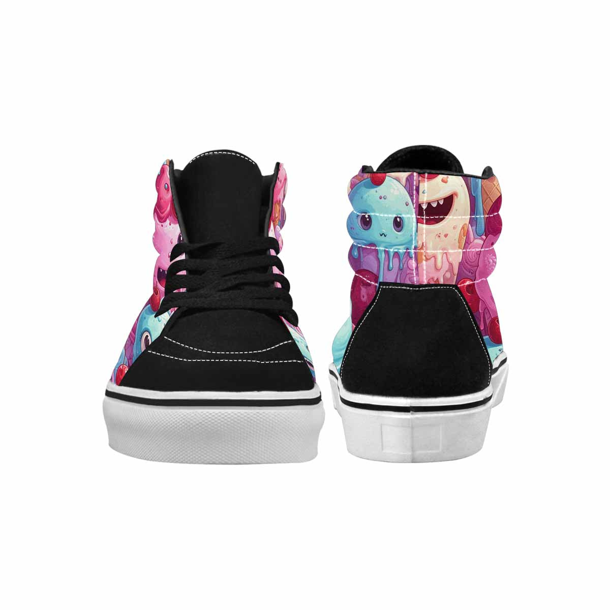 MEN'S Melting Icecream Monster Cherry High Top Canvas Grunge Custom Shoes