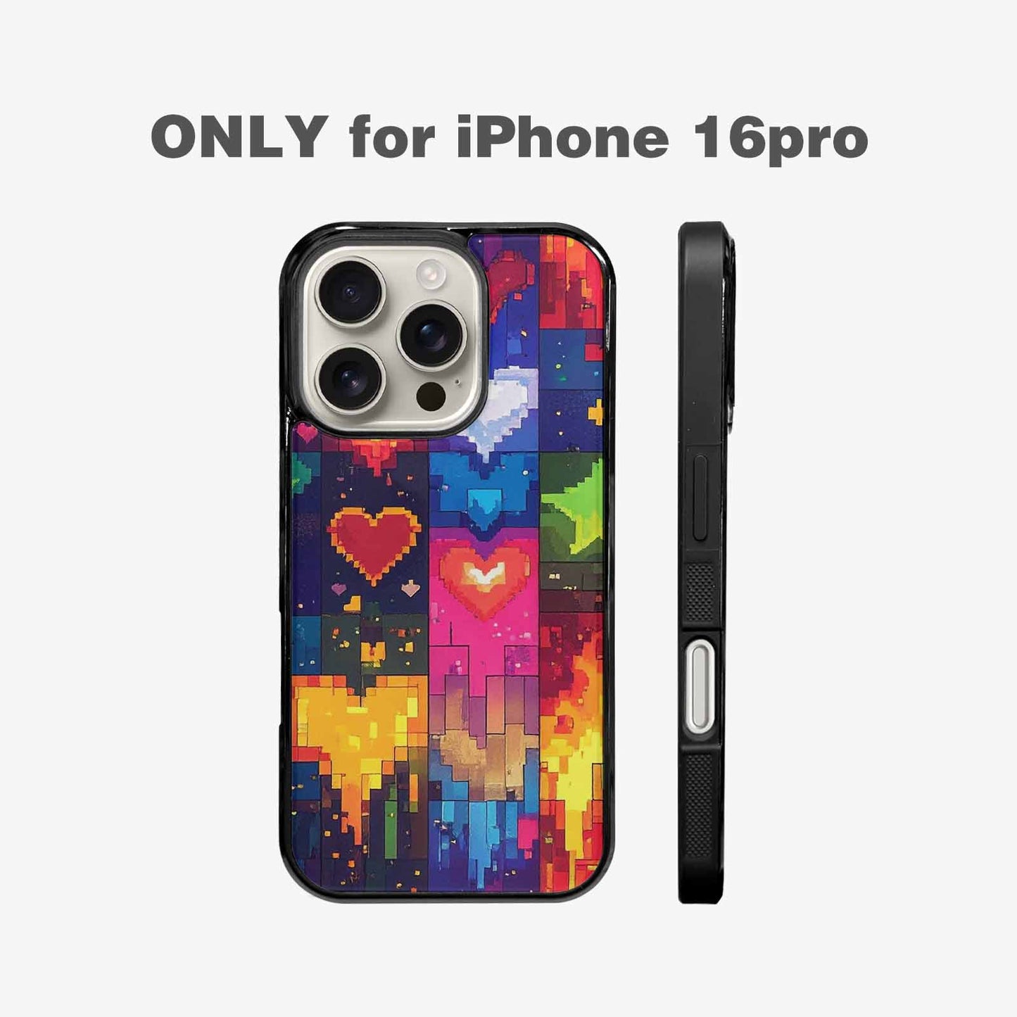 iPhone 16 Pro Case — Pixel Art 8 Bit Burst Pattern, Personalized Phone Case