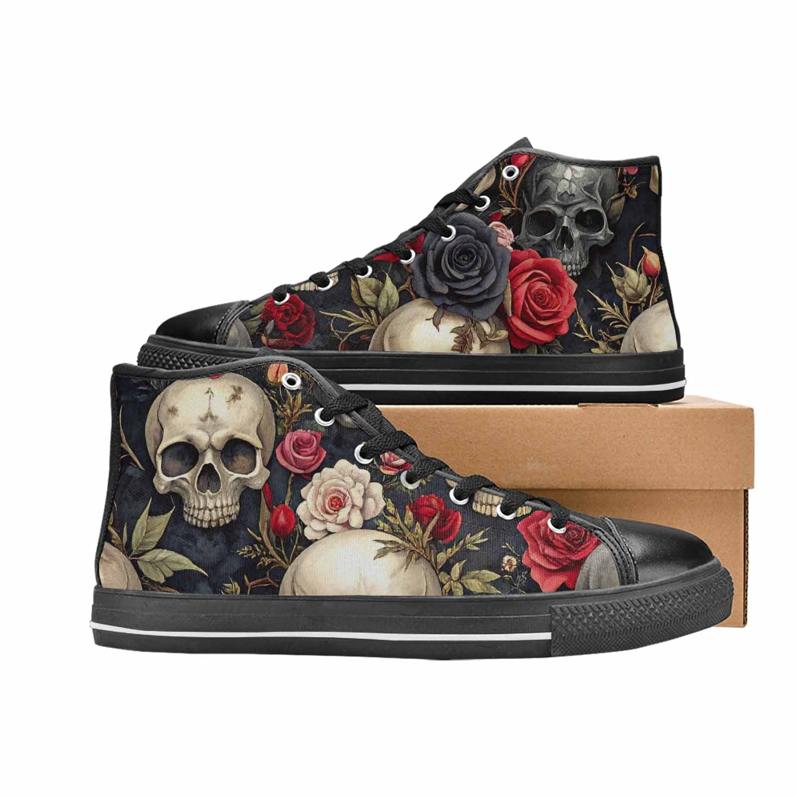 MEN'S Skulls - Roses High Top Canvas Dark Academia Sneakers