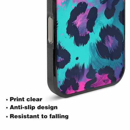 iPhone 16 Pro Case — Leopard Neon Pink Teal Airbrush, Custom Phone Case