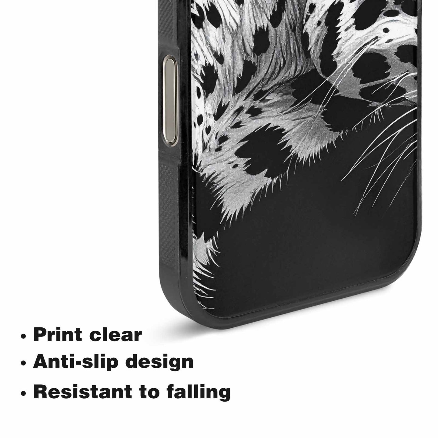 iPhone 16 Pro Max Case — Leopard Print Black And White Style, Custom Made Phone Cover