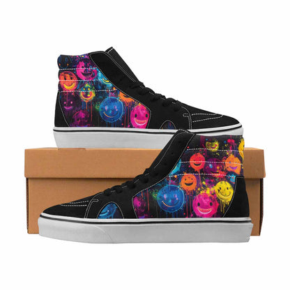 MEN'S Smiley Face High Top Canvas Original Design Aesthetic All Over Print Shoes