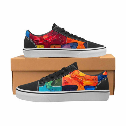 WOMEN'S Autism Puzzle Pieces Lace-Up Canvas Neon Fantasy Custom Shoes