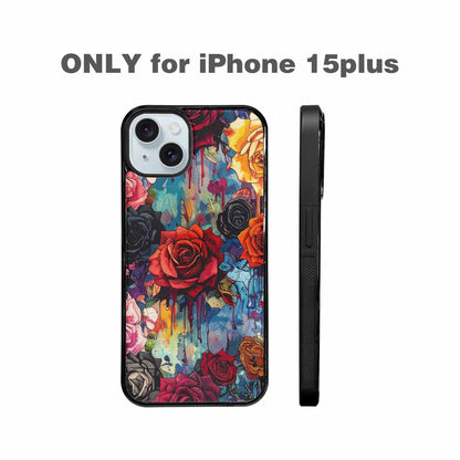 iPhone 15 Plus Case — Gothic Rose Gothic Roses Pattern Hundreds, Custom Made Phone Cover