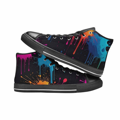WOMEN'S Paint Splatter High Top Canvas Wallpaper Art Custom Sneakers