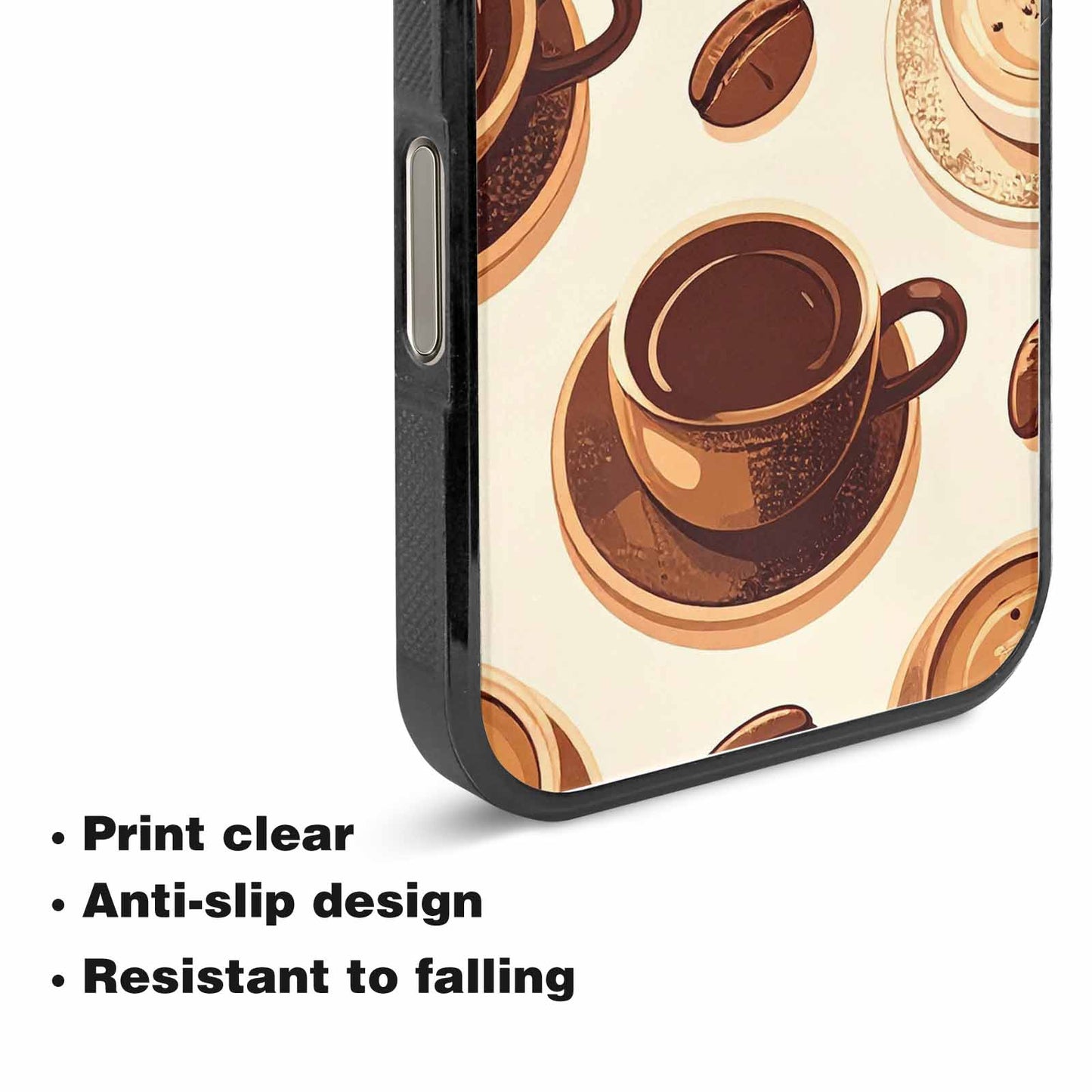iPhone 15 Pro Max Case — Coffee Cup And Bean Pattern Seamless, Custom Art Phone Cover