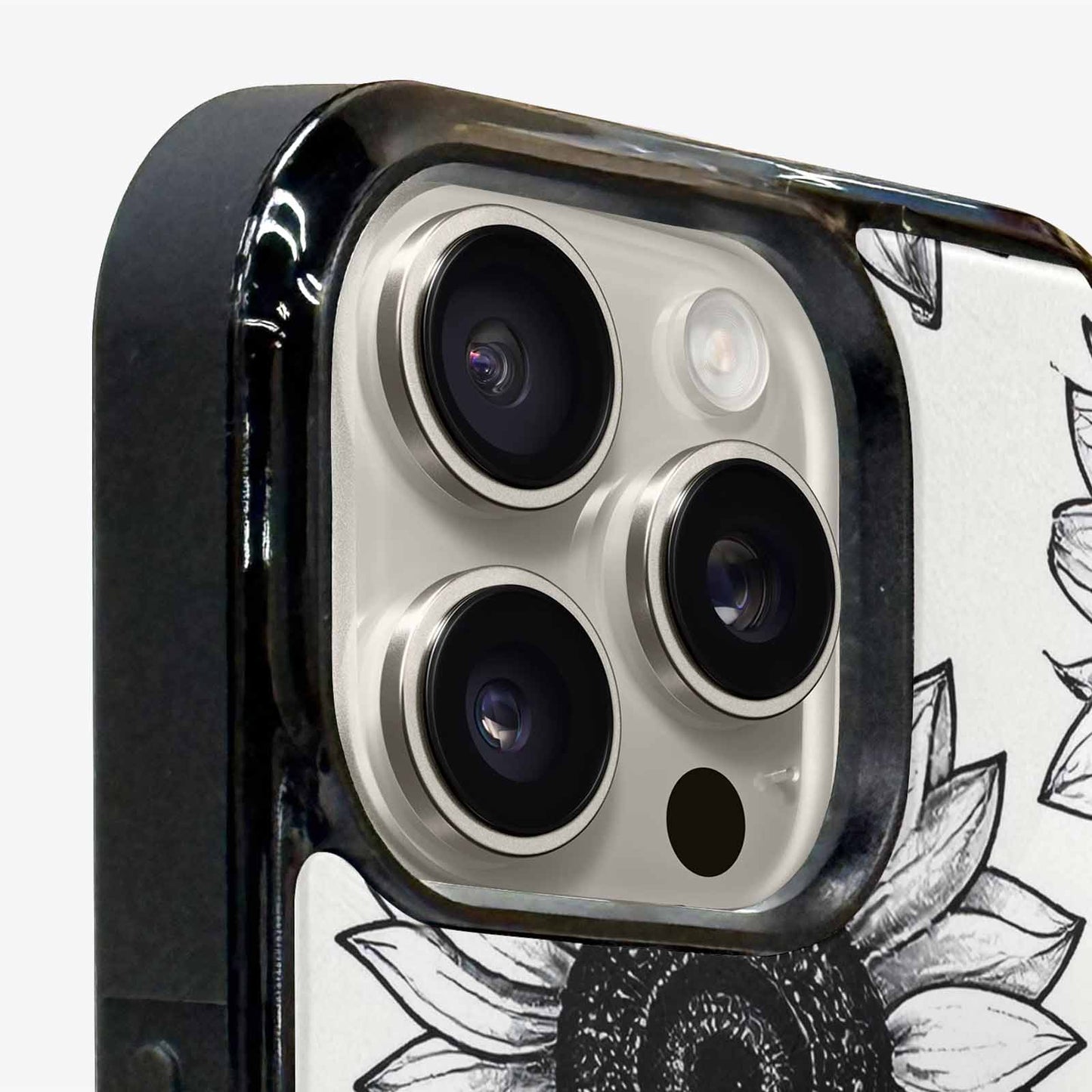 iPhone 16 Pro Case — Minimalist Black Line Art Sunflowers On, Personalized Phone Case