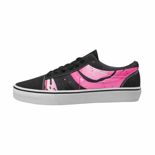 WOMEN'S Zebra Black & Pink Ink Canvas Original Design Neon Fantasy Handmade Custom Shoes