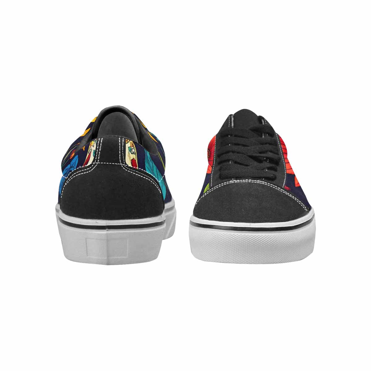 WOMEN'S Sunflowers And Skulls Canvas Lace-Up Neon Fantasy Custom Sneakers
