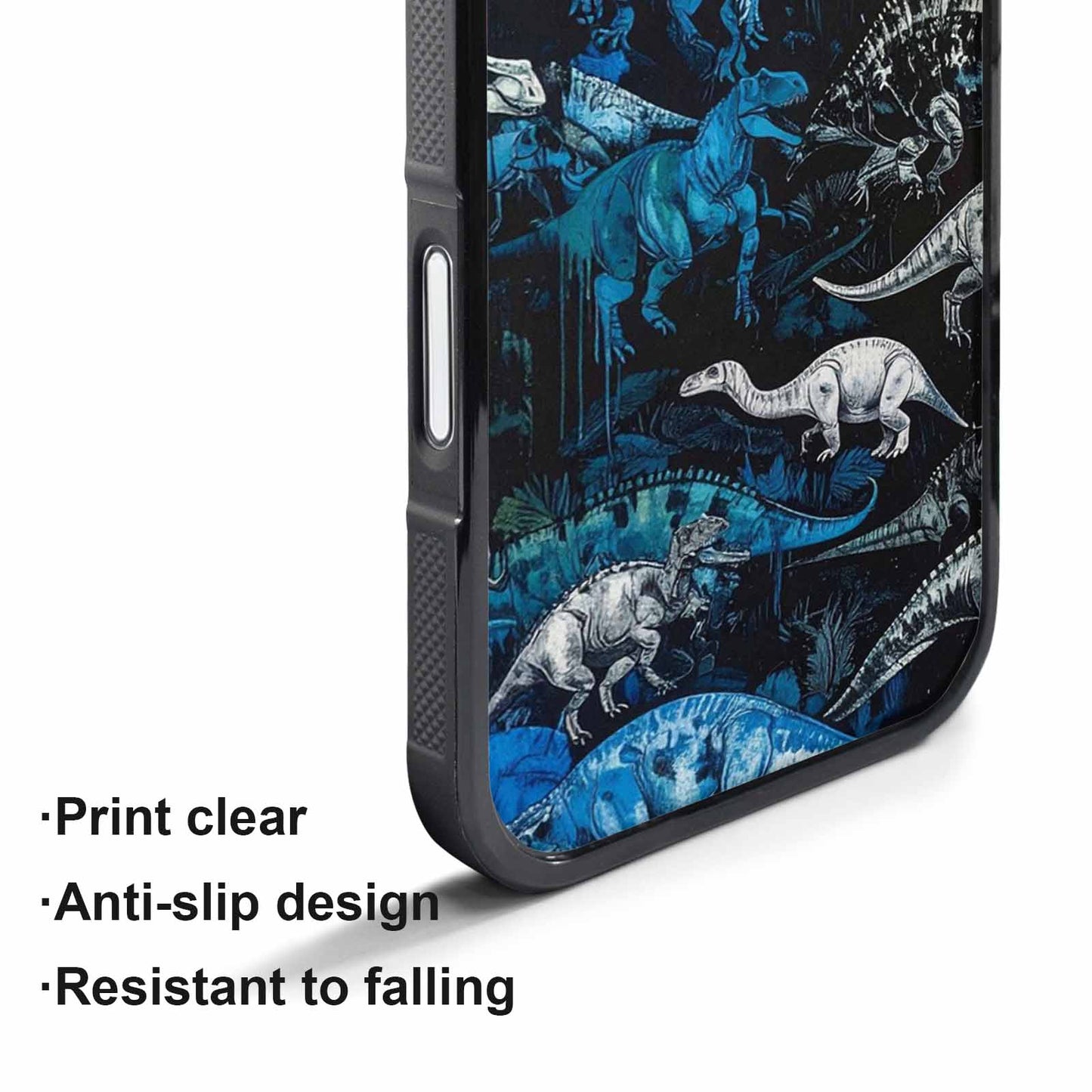 iPhone 17 Pro Case — Black Blue Ink Dinosaur Burst Original, Custom Made Phone Cover