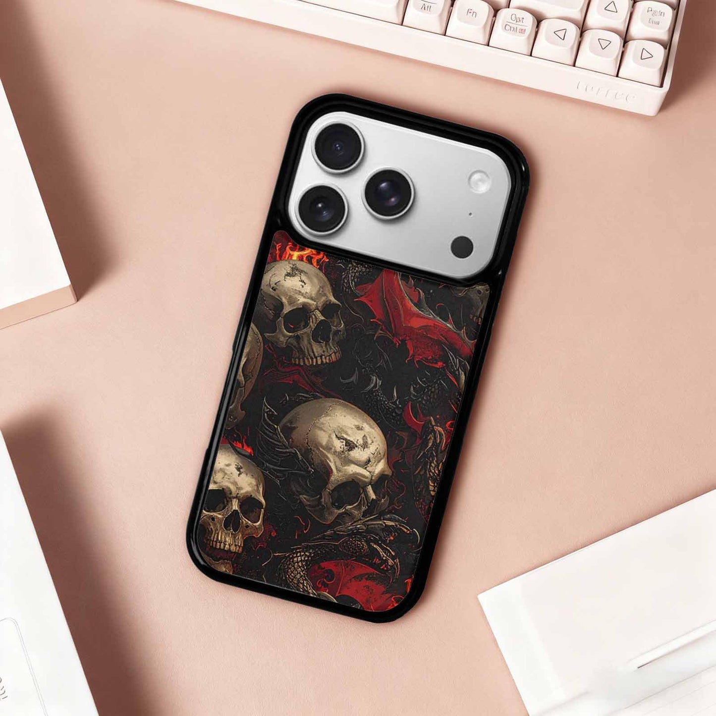 iPhone 17 Pro Case — Skull Dark Art Gothic Print Gothic, Custom Printed Phone Case