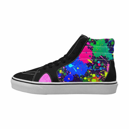 MEN'S Neon Paint Splatter High Top Canvas Aesthetic Custom Sneakers