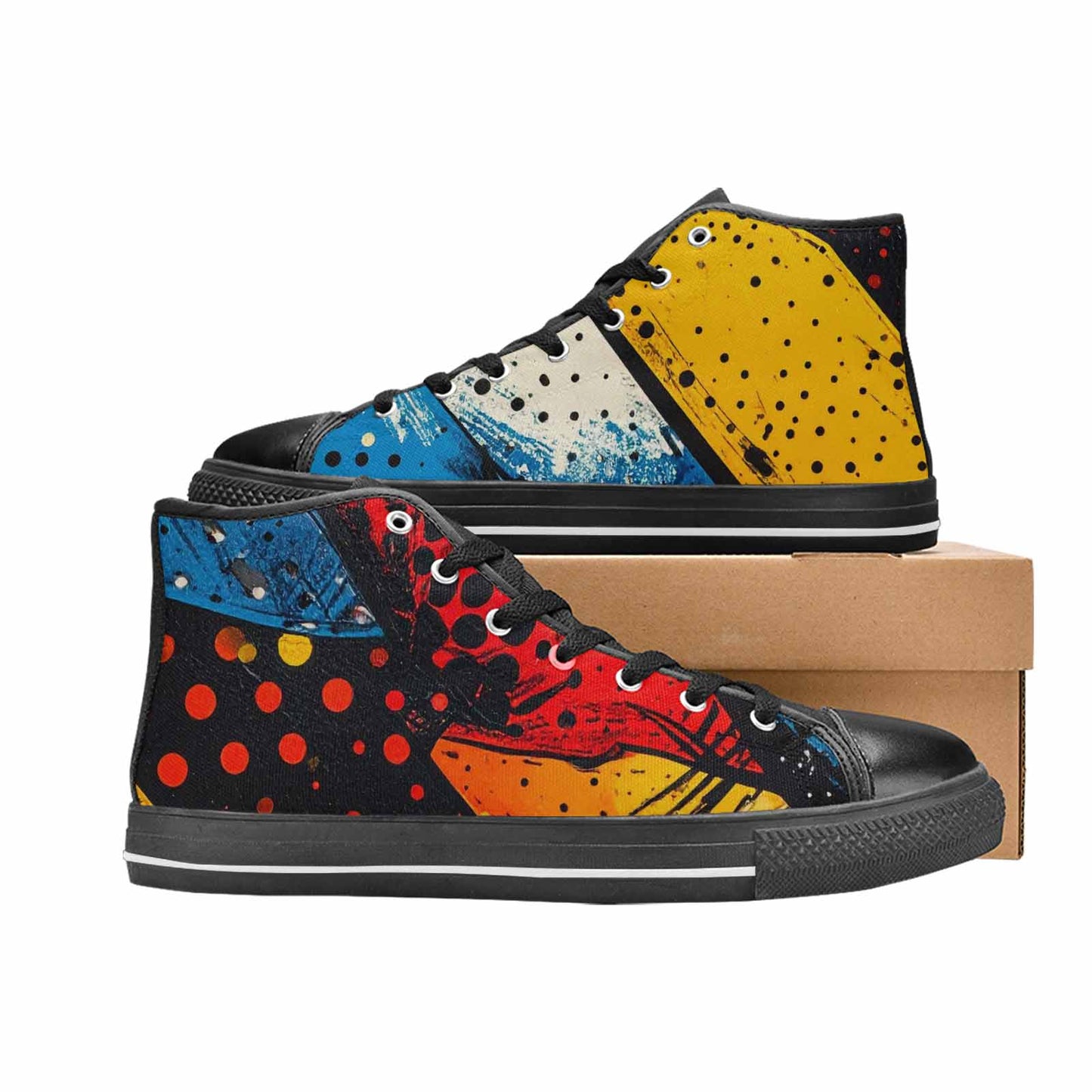 WOMEN'S Comic Book Halftone High Top Canvas Wallpaper Art Shoes