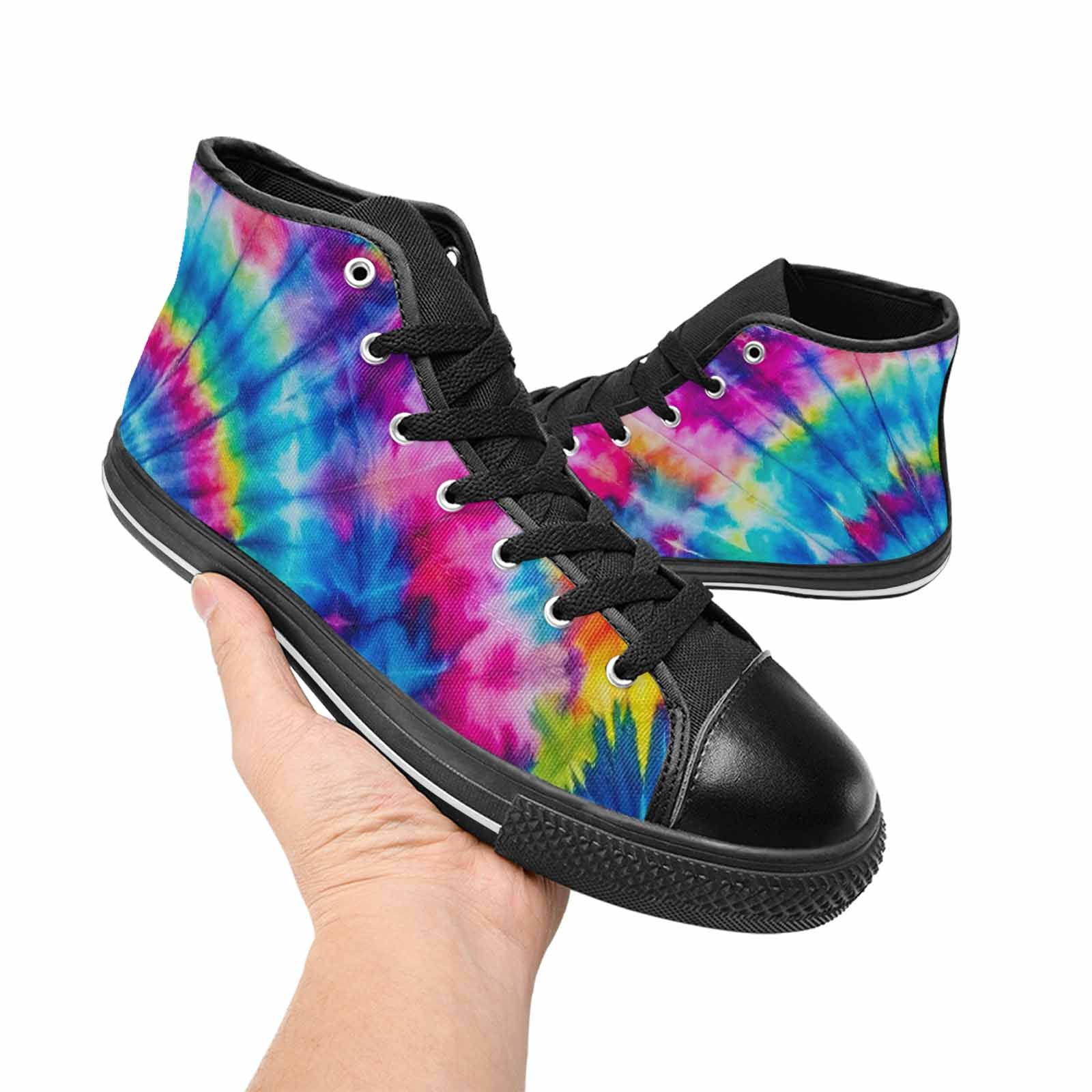 MEN'S Tie Dye Acid Wash Color High Top Canvas Vibrant Chaos Shoes