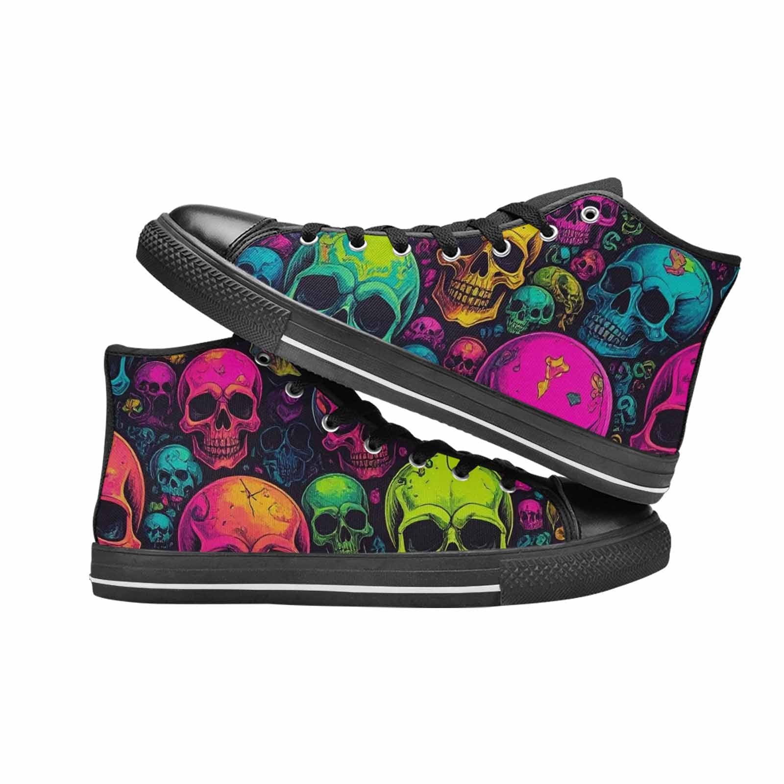 MEN'S Skulls - Neon High Top Canvas Aesthetic Custom Sneakers