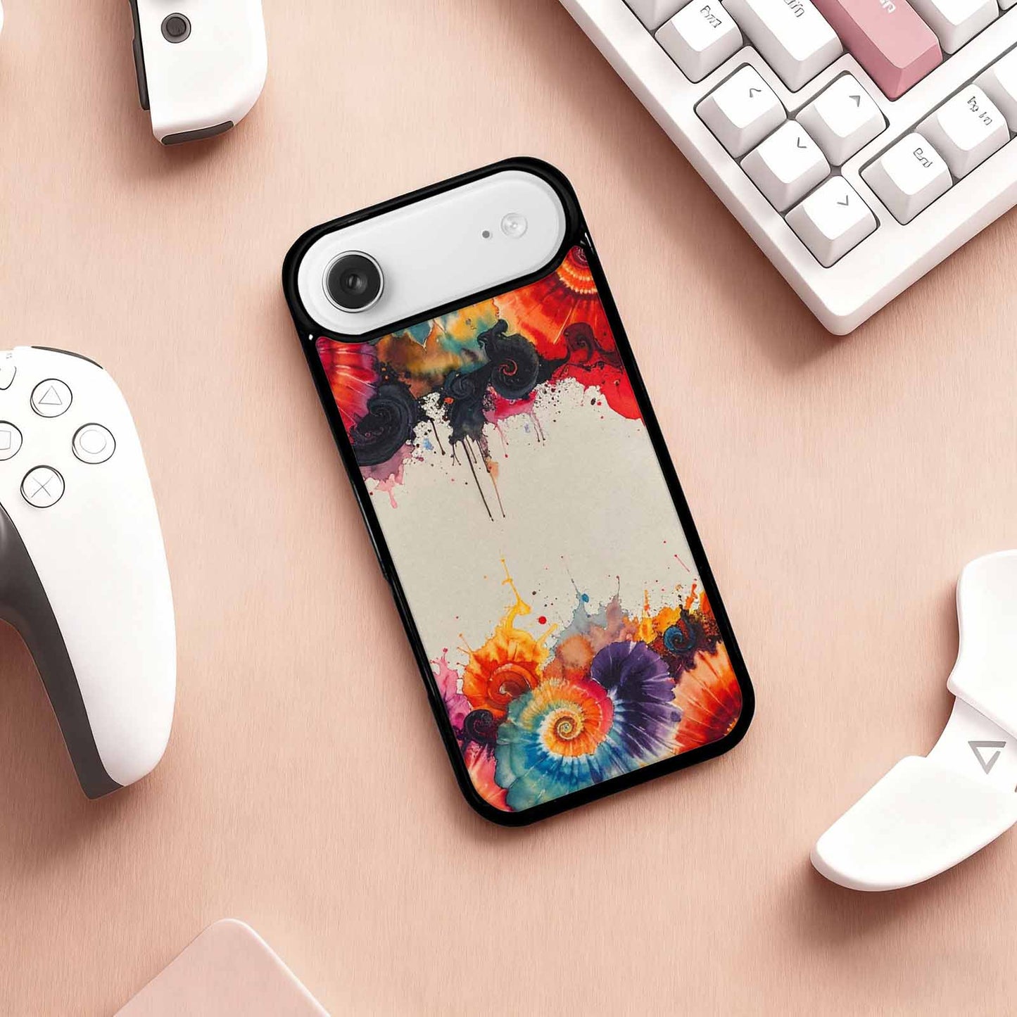 iPhone 17 Air Case — Tie Dye Swirls Black Red Tie, Custom Print Case Cover
