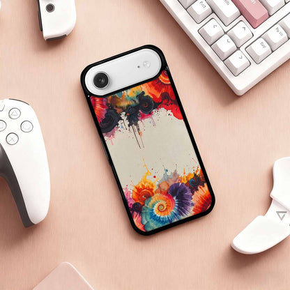 iPhone 17 Air Case — Tie Dye Swirls Black Red Tie, Custom Print Case Cover