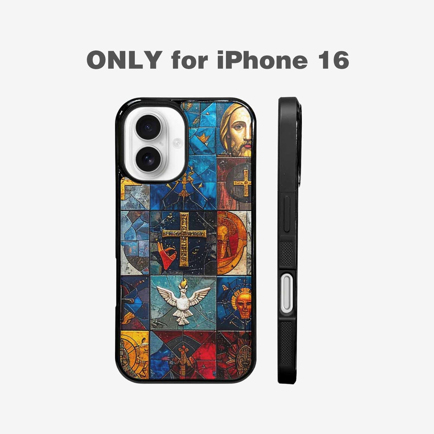 iPhone 16 Case — Jesus Face Small Cross And Faith, Personalized Phone Case