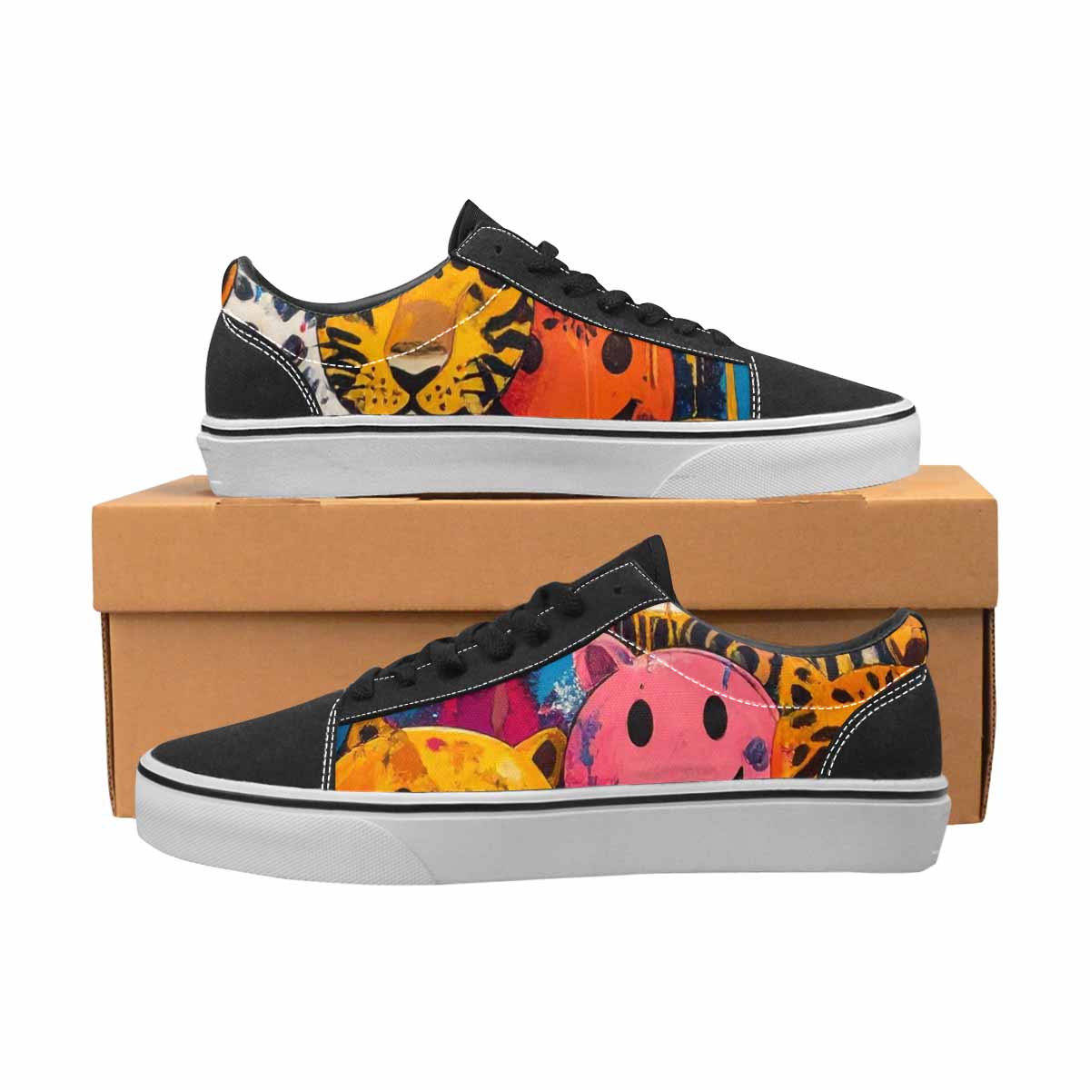 WOMEN'S Smiley Faces Lace-Up Canvas Vivid Sneakers