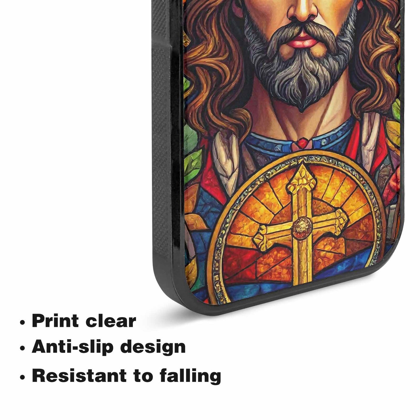 iPhone 15 Plus Case — Jesus Face Small Cross And Faith, Original Design Phone Case