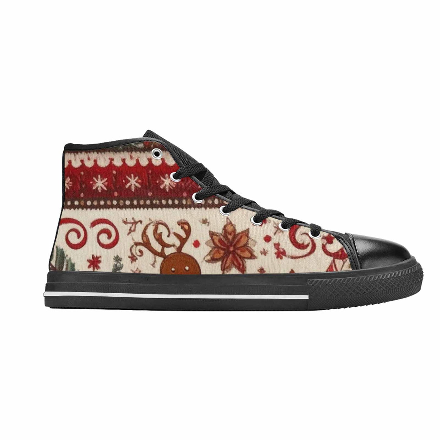 WOMEN'S Christmas Holly Snowflake High Top Canvas Grunge Sneakers