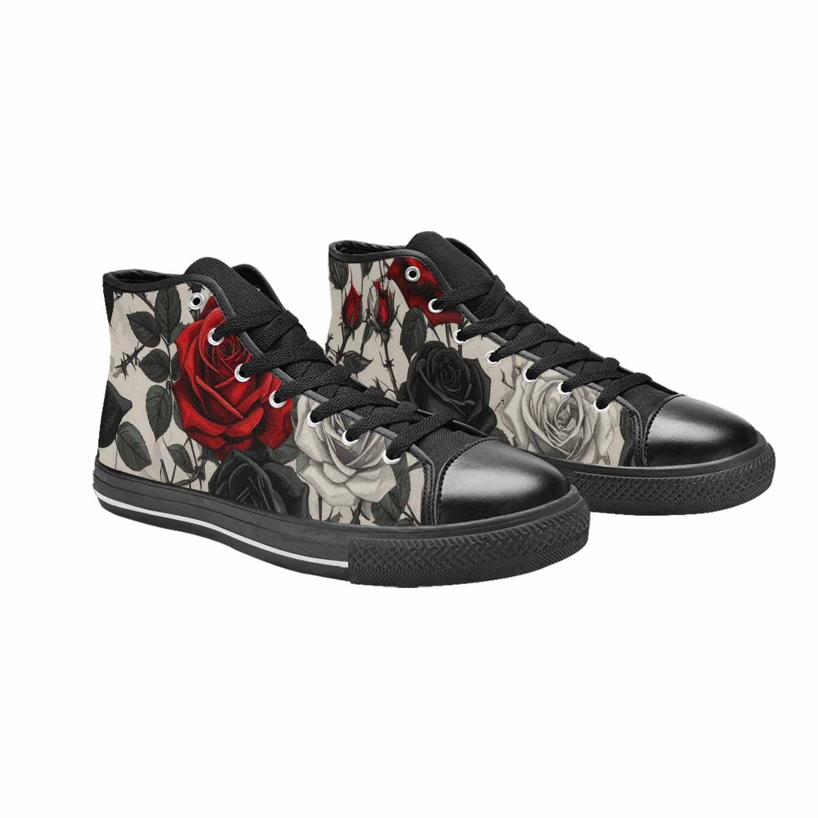 MEN'S Black Gothic Rose High Top Canvas Wallpaper Art Custom Sneakers