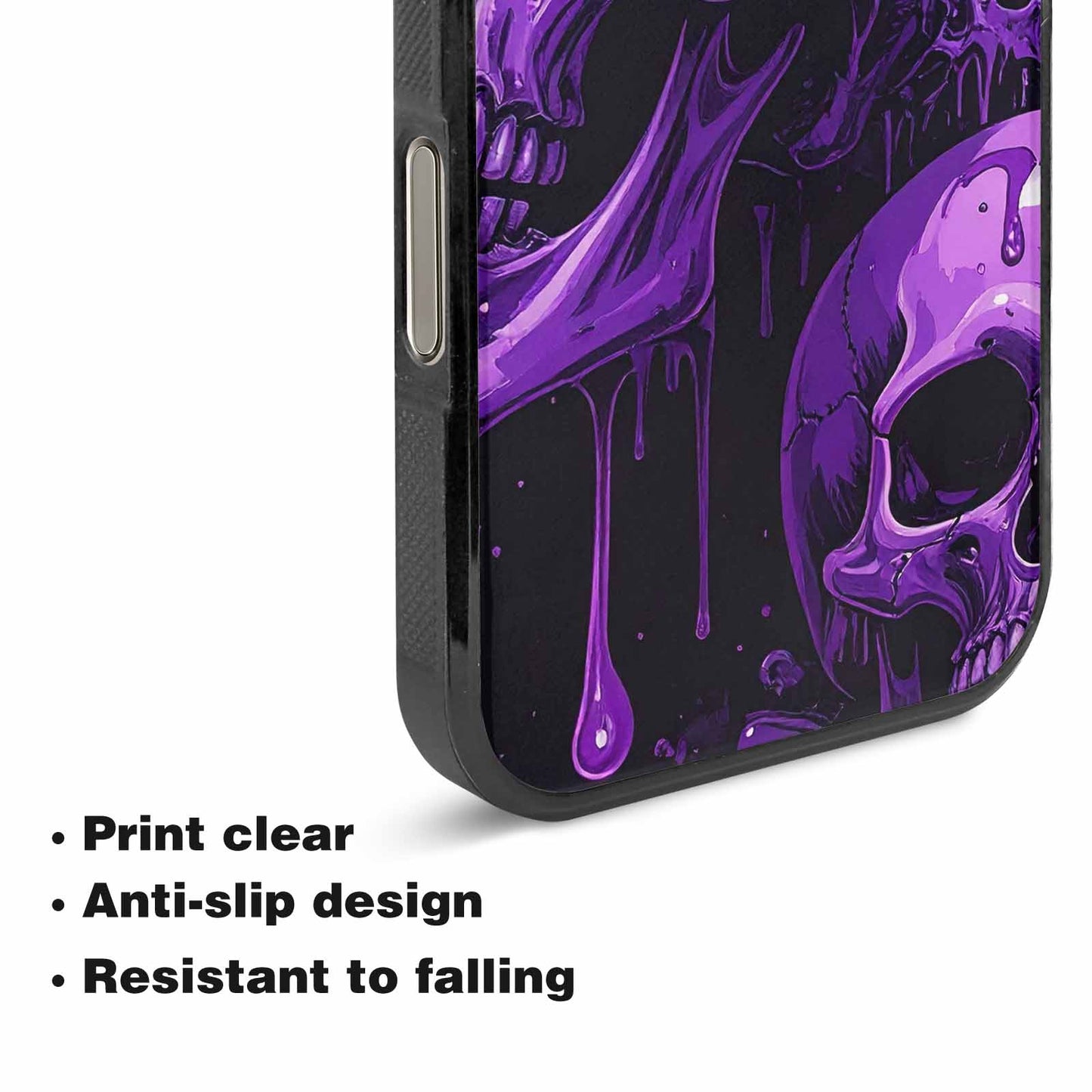 iPhone 16 Pro Max Case — Monochrome Purple Skeletons Neon Drip Melting, Custom Print Case Cover