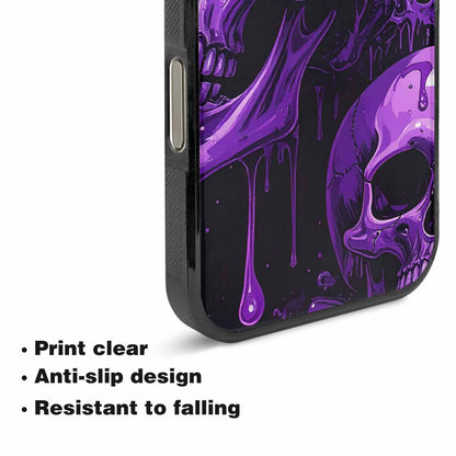 iPhone 16 Pro Max Case — Monochrome Purple Skeletons Neon Drip Melting, Custom Print Case Cover