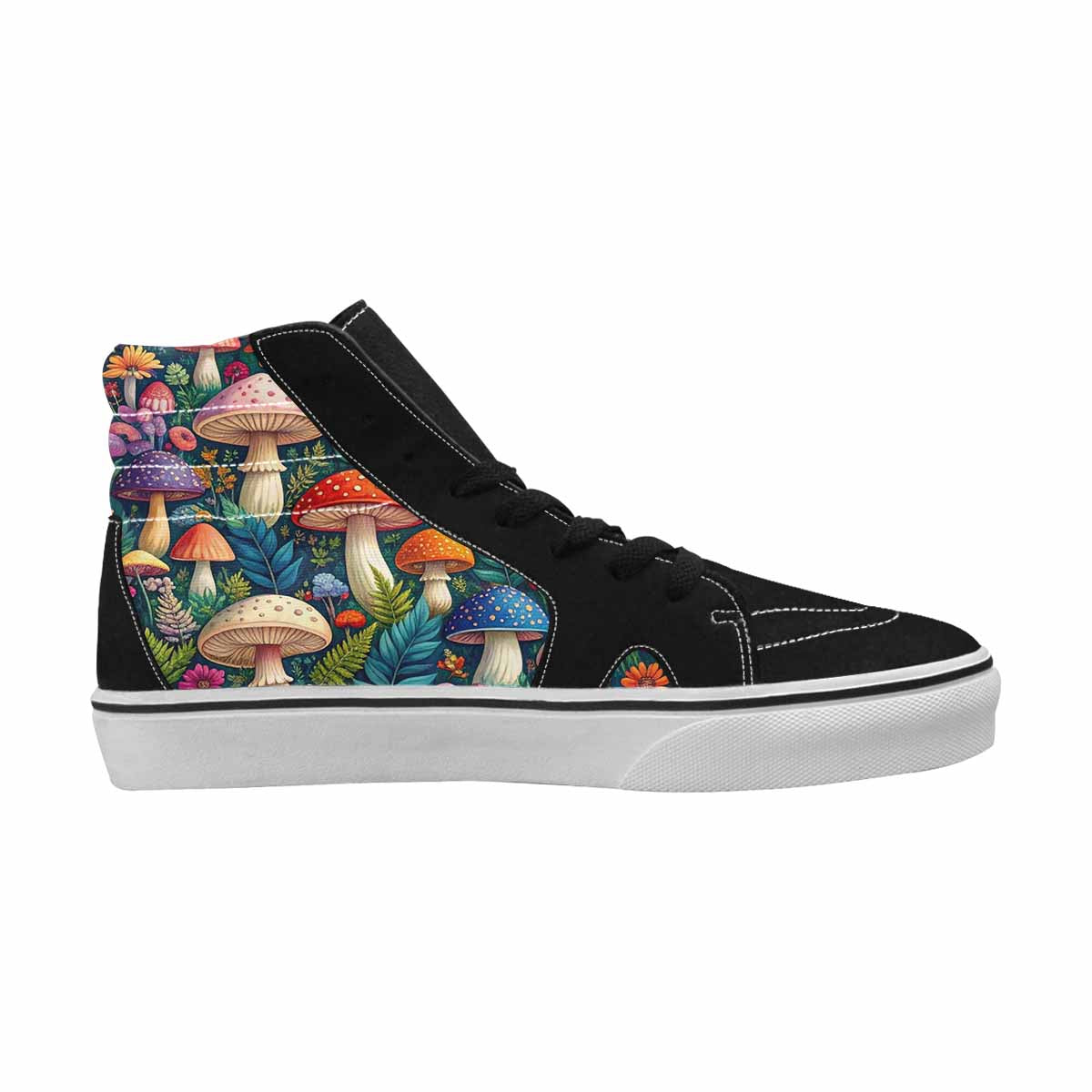 MEN'S Mushrooms  Botanical Mushrooms High Top Canvas Neon Fantasy Shoes