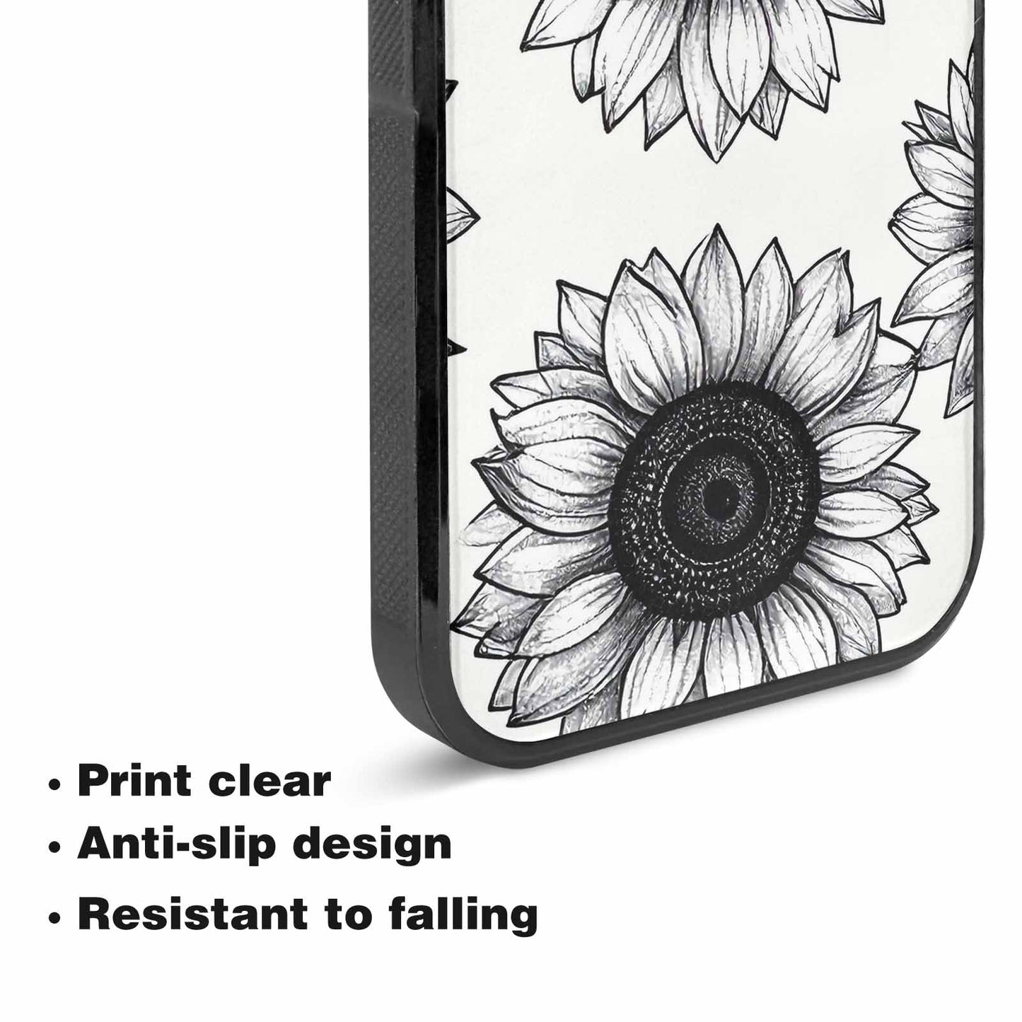 iPhone 15 Plus Case — Minimalist Line Art Sunflower, Custom Designed Case Cover