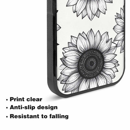 iPhone 15 Plus Case — Minimalist Line Art Sunflower, Custom Designed Case Cover