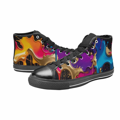 MEN'S Paint Splatter High Top Canvas Vibrant Chaos Custom Sneakers