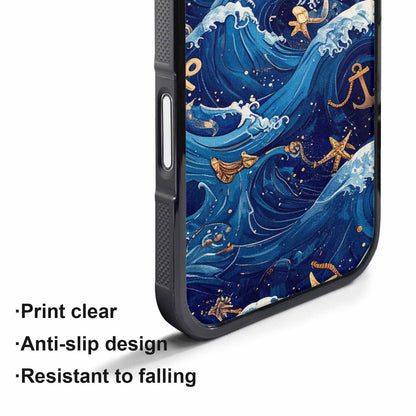 iPhone 17 Pro Max Case — Small Ocean Wave Pattern, Original Art, Custom Printed Phone Case