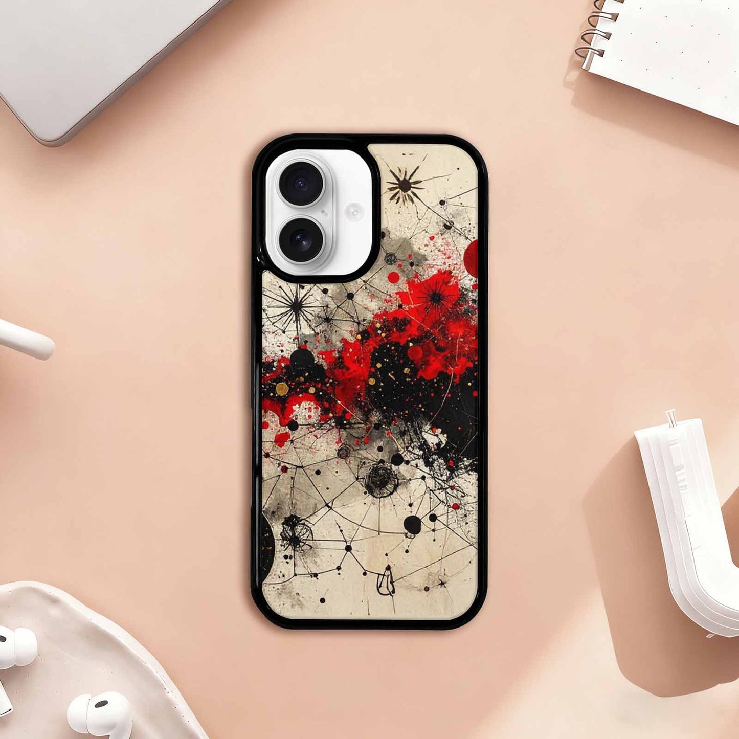 iPhone 17 Case — Black &amp; Red Ink Original Art, Custom Designed Case Cover