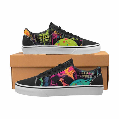 WOMEN'S 1000s Skulls Neon Camo Lace-Up Canvas Grunge Custom Shoes
