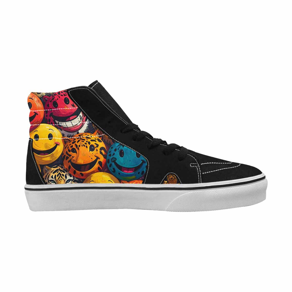MEN'S Smiley Faces High Top Canvas Melting Art Custom Sneakers