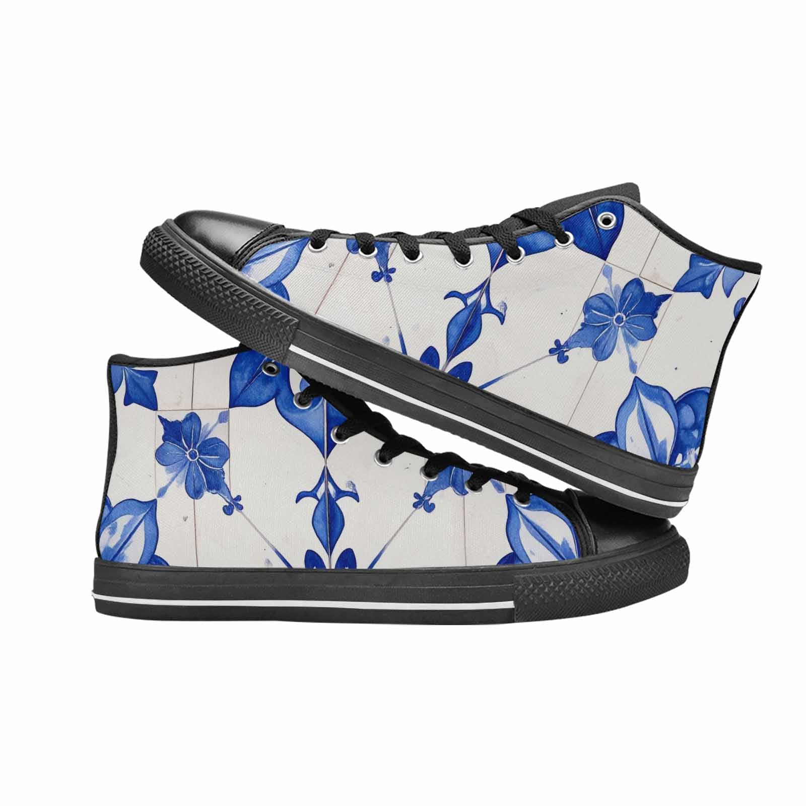 MEN'S Talavera Tile Floral High Top Canvas Vibrant Chaos Custom Shoes