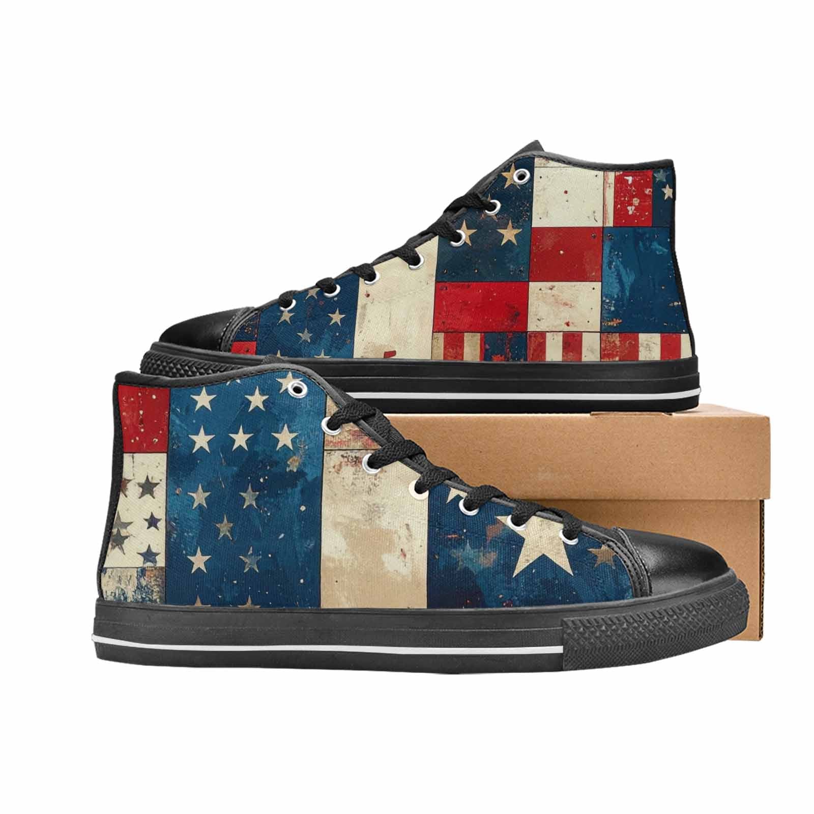 MEN'S American Flag Stars High Top Canvas Neon Fantasy Sneakers