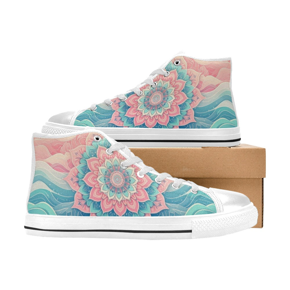 MEN'S Pastel Wave Mandala Men’S High Top Canvas Vibrant Chaos Sneakers