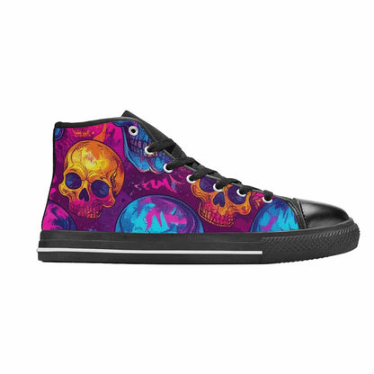 WOMEN'S Tie Dye Skulls Print High Top Canvas Aesthetic Custom Shoes