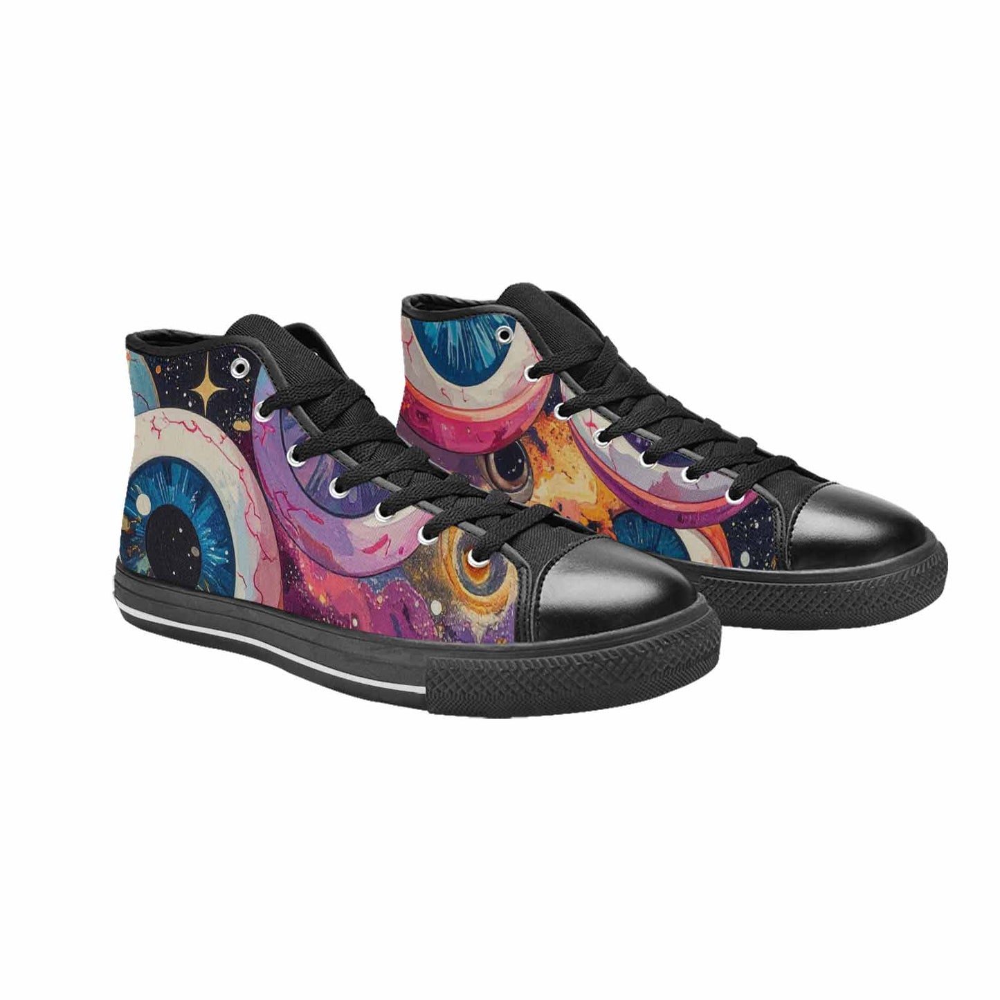 MEN'S Cartoon Eyeballs Galaxy High Top Canvas Dreamcore Custom Shoes