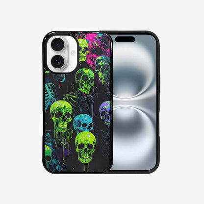 iPhone 16 Case — Skeletons Neon Green Glowskele Ejt Personalized, Custom Made Phone Cover