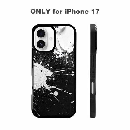 iPhone 17 Case — White Ink Splatter Texture Watercolor Abstract, Customized Protective Case