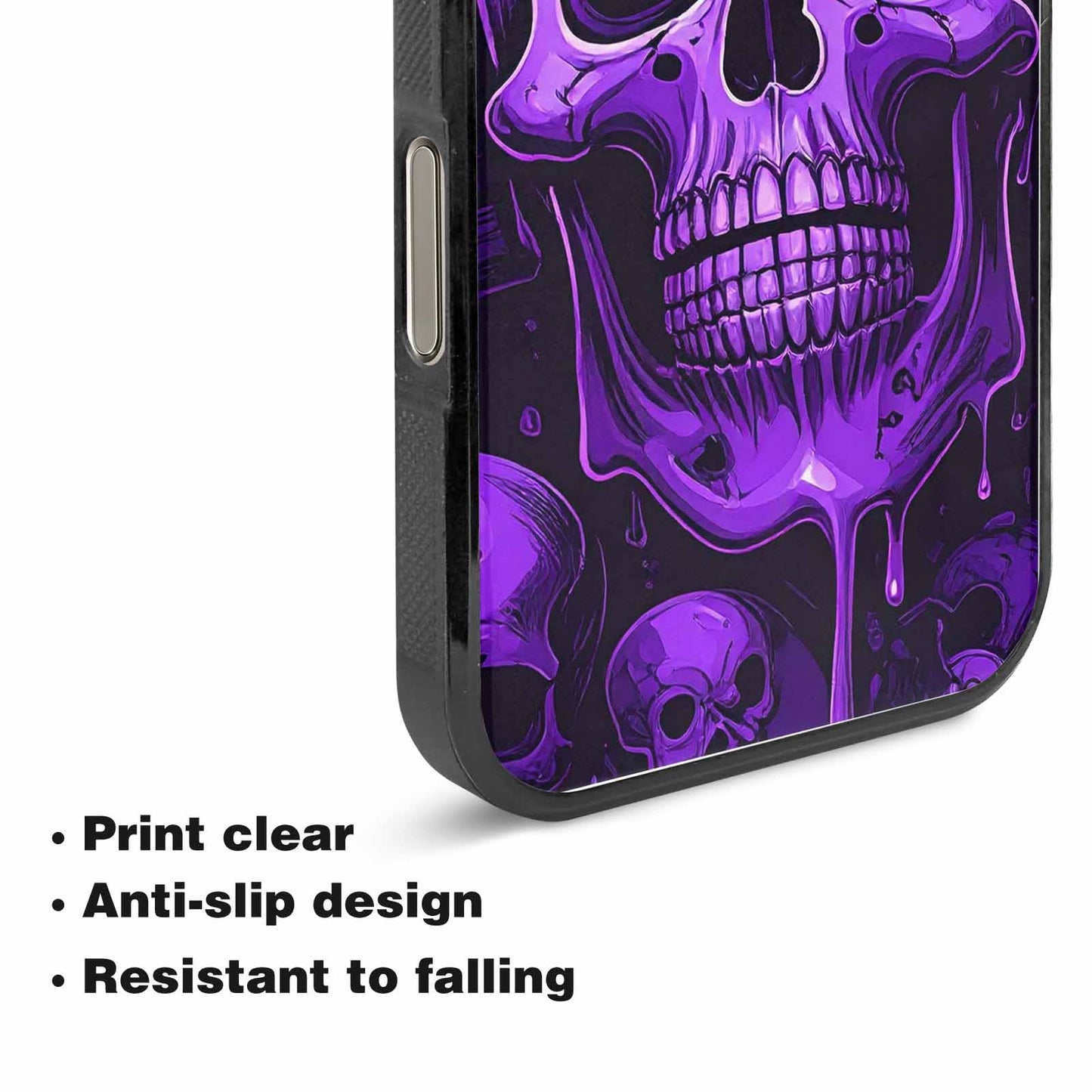 iPhone 15 Pro Max Case — Monochrome Purple Skeletons Neon Drip Melting, Custom Print Case Cover