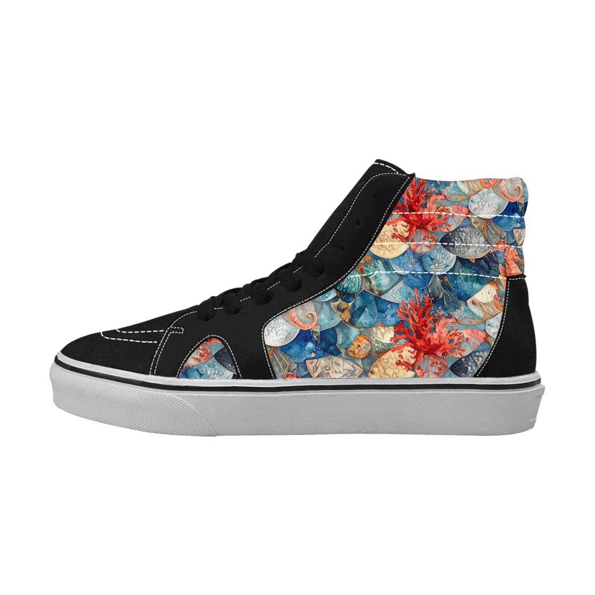 MEN'S Fish Scale Coral High Top Canvas Vivid Custom Sneakers