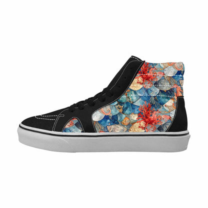 MEN'S Fish Scale Coral High Top Canvas Vivid Custom Sneakers