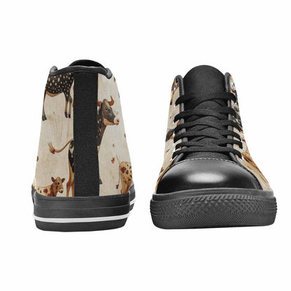 WOMEN'S Cow Animal Print High Top Canvas Grunge Custom Shoes