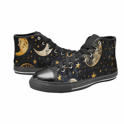 WOMEN'S Zodiac Constellation Star High Top Canvas Wallpaper Art Shoes
