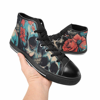 MEN'S Skulls Roses Biker Tattoo High Top Canvas Dark Academia Sneakers