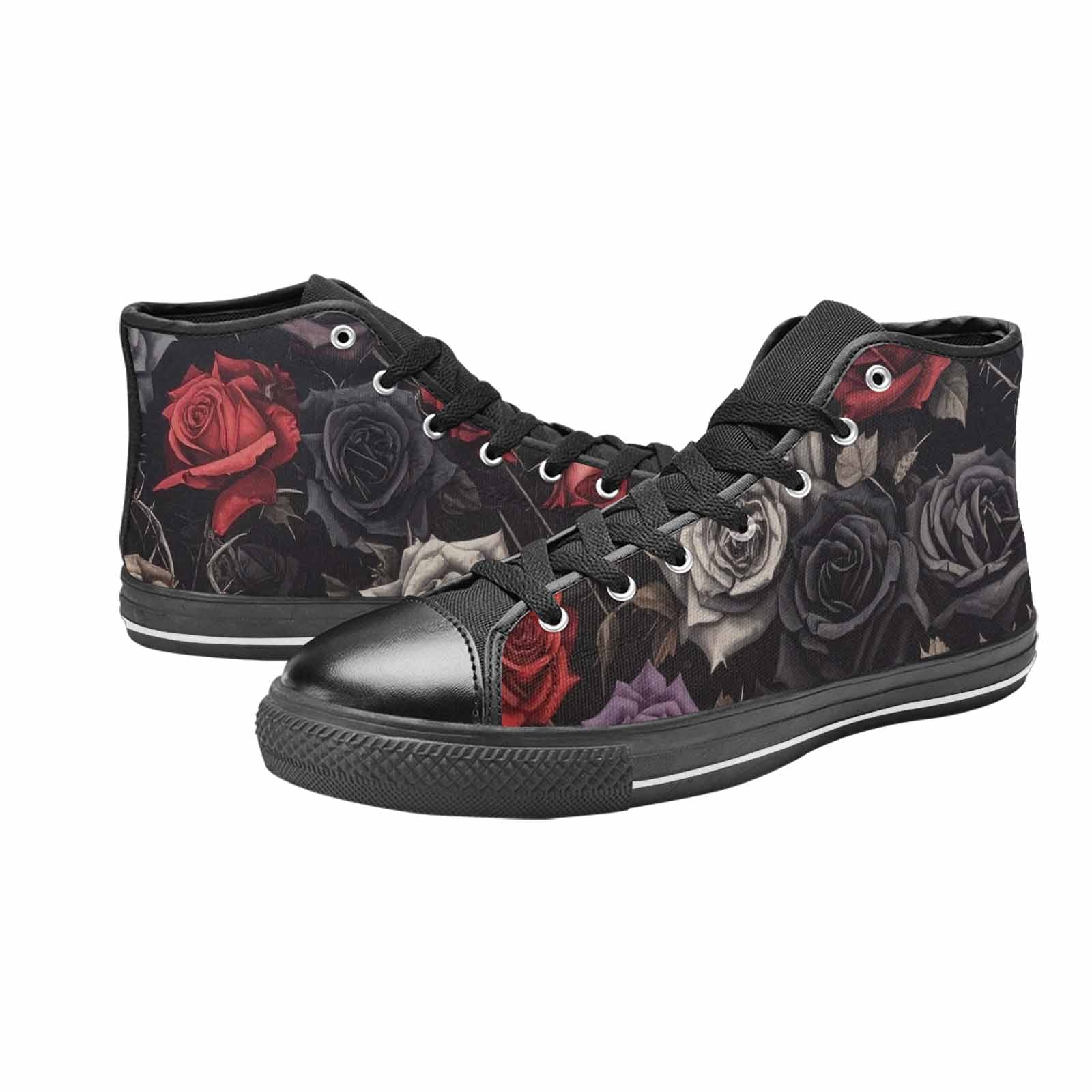 MEN'S Black Gothic Rose High Top Canvas Wallpaper Art Custom Shoes